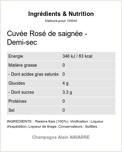 La Cuvée Tradition Brut - Ingrédients et Nutrition 